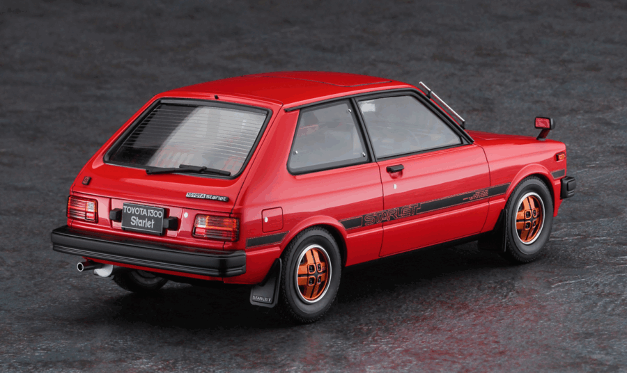 1:24 Scale Hasegawa Toyota Starlet KP61 S (3 Door) Middle Version (1980) Model Kit - Image 3