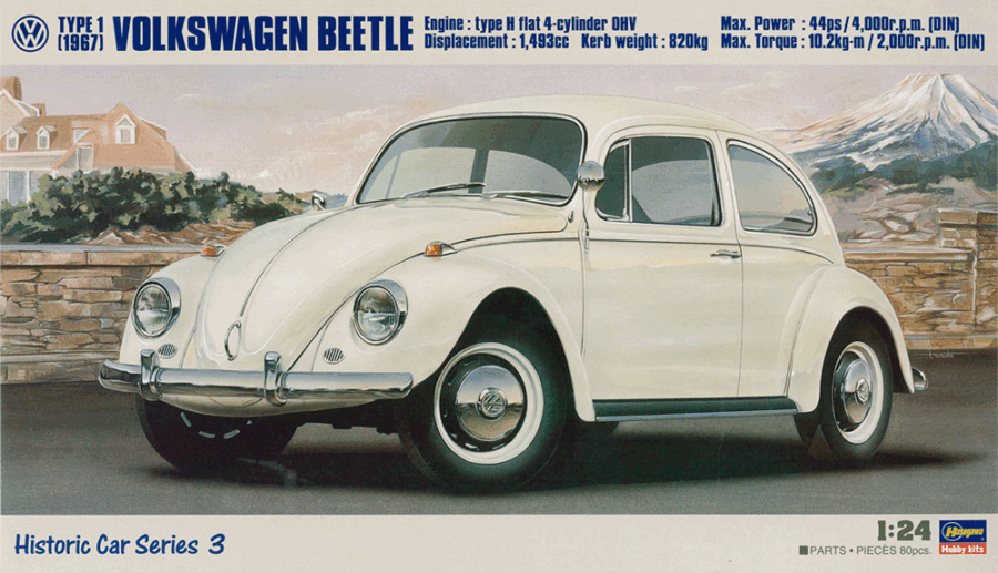 1:24 Scale Hasegawa Volkswagen Beetle 1967 Model Kit