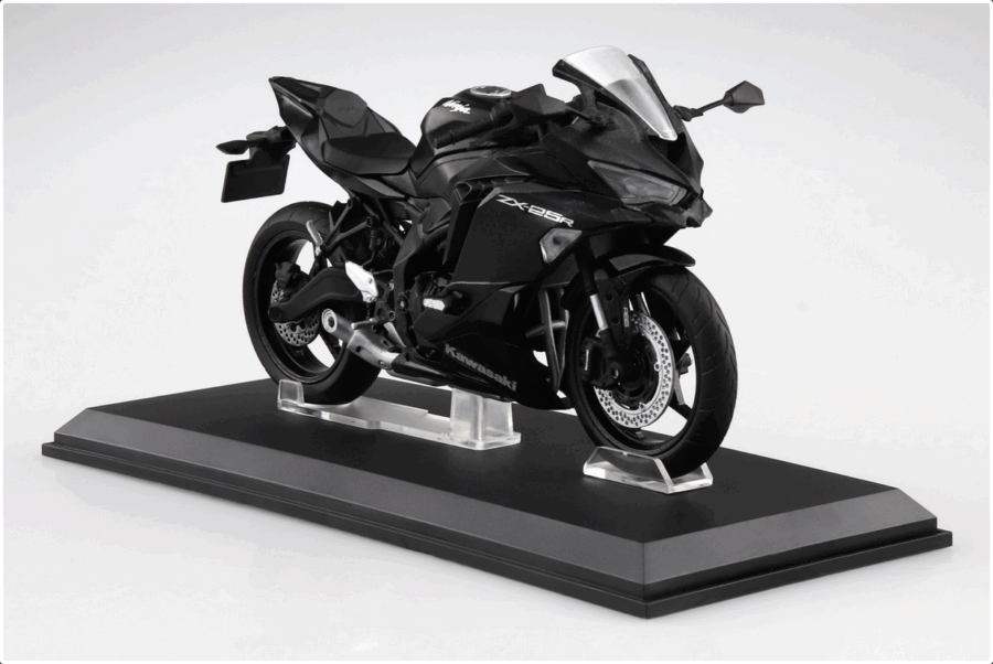 1:12 Scale Aoshima Kawasaki Ninja ZX-25R (Metallic Spark Black) Diecast Model - Image 2