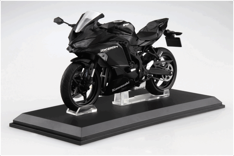 1:12 Scale Aoshima Kawasaki Ninja ZX-25R (Metallic Spark Black) Diecast Model - Image 4