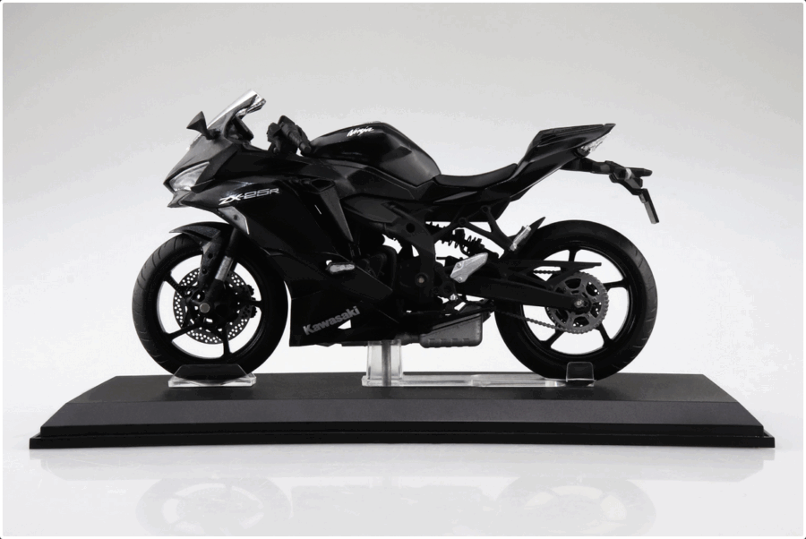 1:12 Scale Aoshima Kawasaki Ninja ZX-25R (Metallic Spark Black) Diecast Model - Image 6