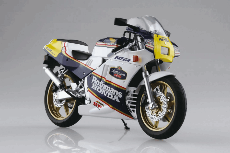 1:12 Scale Aoshima Honda NSR250R '88 (Seychelles Night Blue/White) Diecast Model - Image 2