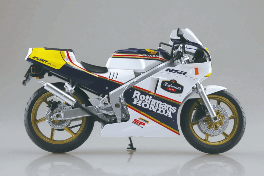 1:12 Scale Aoshima Honda NSR250R '88 (Seychelles Night Blue/White) Diecast Model - Image 3