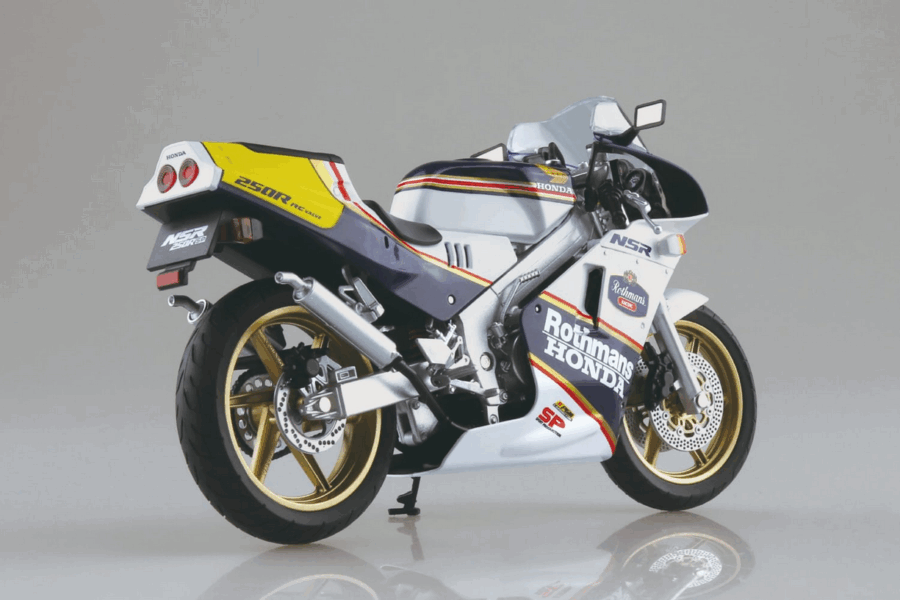 1:12 Scale Aoshima Honda NSR250R '88 (Seychelles Night Blue/White) Diecast Model - Image 4