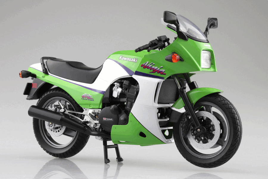 1:12 Scale Aoshima Kawasaki GPz900R (Lime Green) Diecast Model - Image 5