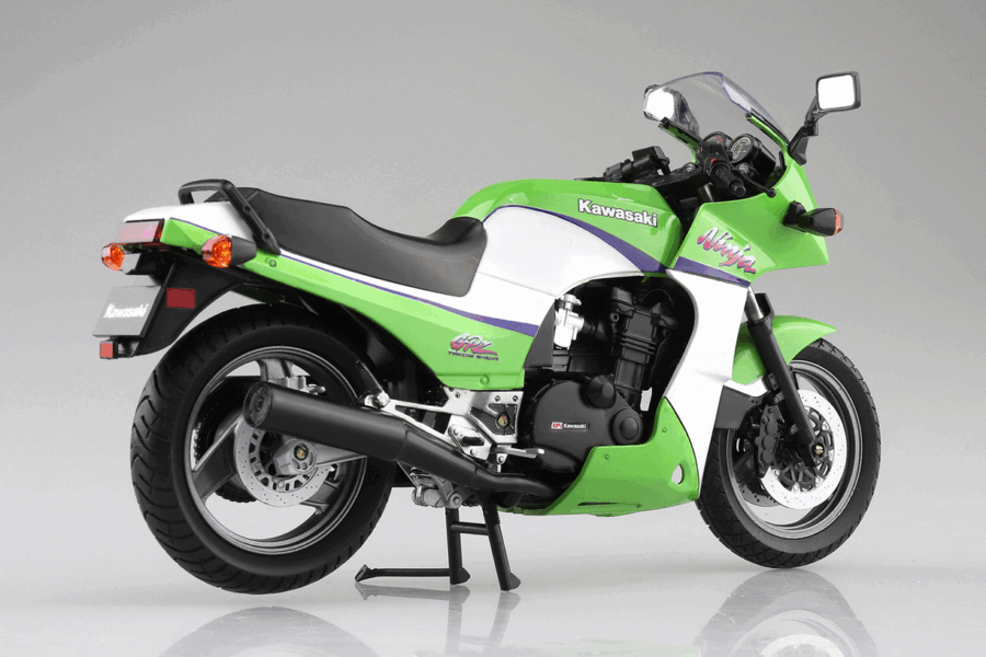 1:12 Scale Aoshima Kawasaki GPz900R (Lime Green) Diecast Model - Image 7