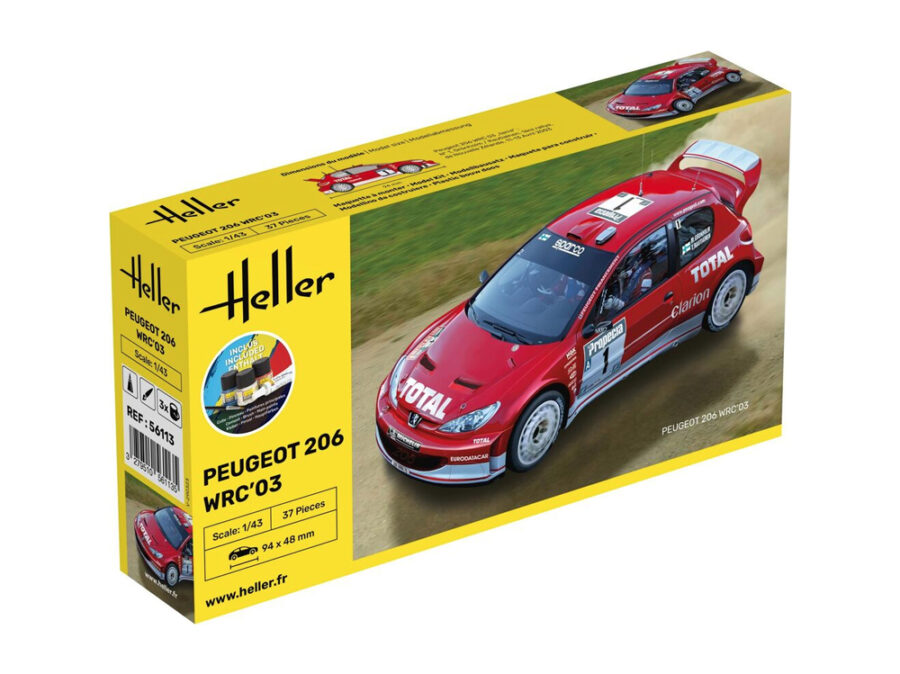 1:43 Scale Heller STARTER KIT - Peugeot 206 WRC '03