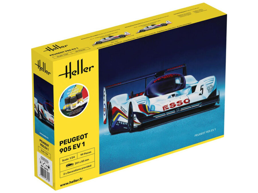 1:24 Scale Heller STARTER KIT - Peugeot 905 EV 1 Car Model Kit