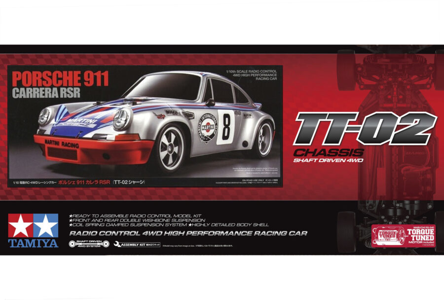 1:10 Scale Tamiya Porsche 911 Carrera RSR Martini (TT-02) Radio Control Kit