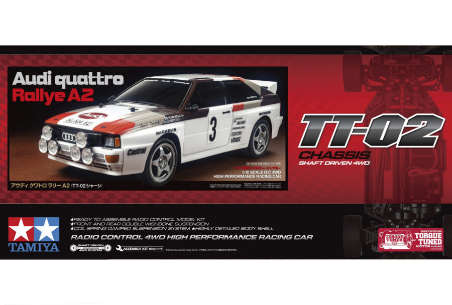 1:10 Scale Tamiya Audi Quattro Rally A2 (TT-02) Radio Control Kit