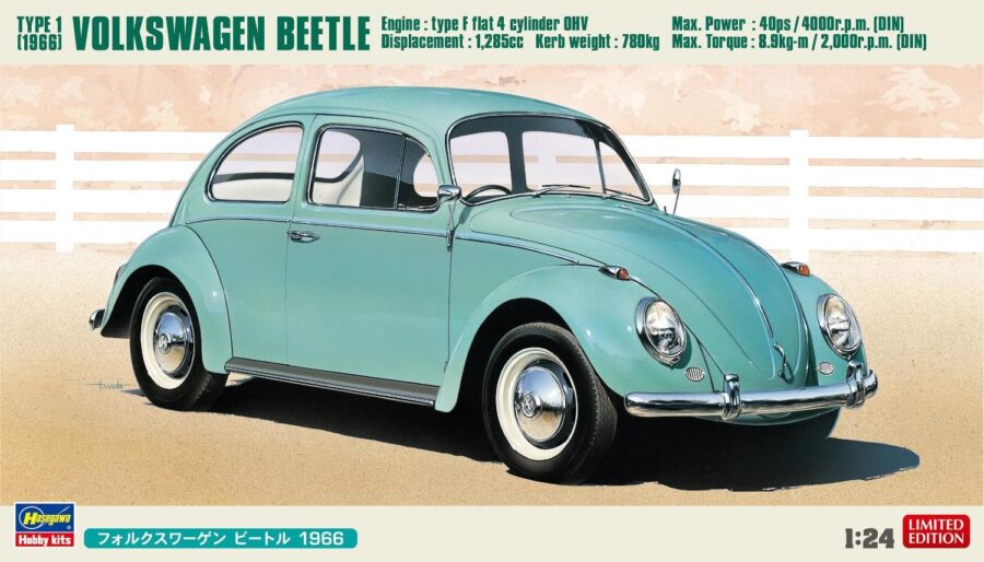 1:24 Scale Hasegawa Volkswagen Beetle Type 1 '66 Model Kit