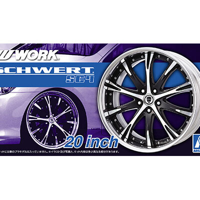 1:24 scale Aoshima Work Schwert 20 inch Wheels and Tyre Set