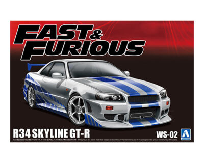 1:24 Scale Aoshima Fast & Furious Brian's R34 GT-R Skyline Car Model Kit