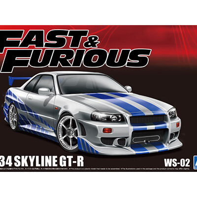 1:24 Scale Aoshima Fast & Furious Brian's R34 GT-R Skyline Car Model Kit