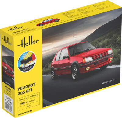 1:24 Scale Heller Peugeot 205 GTI Starter Model Kit inc Paints and Cement