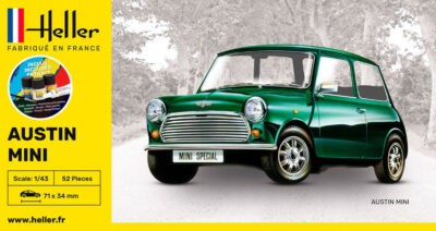 1:43 Scale Heller Starter Kit Austin Mini Model Inc Paints and Cement