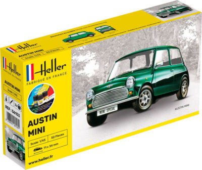 1:43 Scale Heller Starter Kit Austin Mini Model Inc Paints and Cement