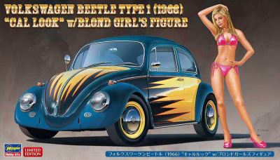 1:24 Scale Hasegawa Volkswagen Beetle '66 Cal Look with Blonde Figure Model Kit