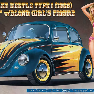 1:24 Scale Hasegawa Volkswagen Beetle '66 Cal Look with Blonde Figure Model Kit