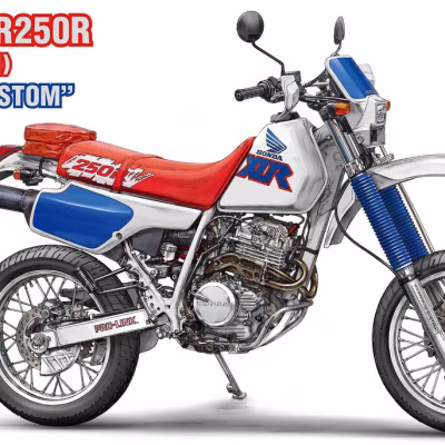 1:12 Scale Hasegawa Honda XLR250R (MD22) 1991 Motard Custom Model Kit