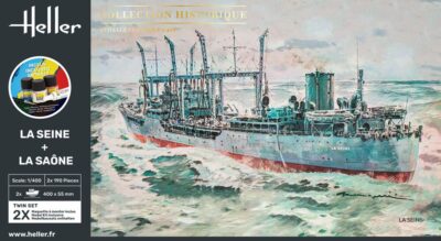 1:400 Scale Heller La Seine & Le Saone Twin Boat Model Kit - 2 ships in kit