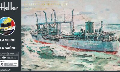 1:400 Scale Heller La Seine & Le Saone Twin Boat Model Kit - 2 ships in kit